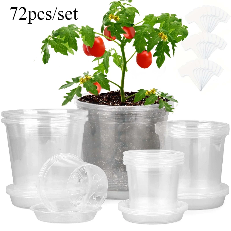Net Pot 3 Inch - 72pcs/set Clear Nursery Potsplant with Trays
