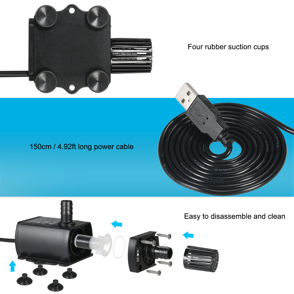 USB DC5V 4.8W Ultra-quiet Mini - đánh giá và giá Water Pump Submersible Mini